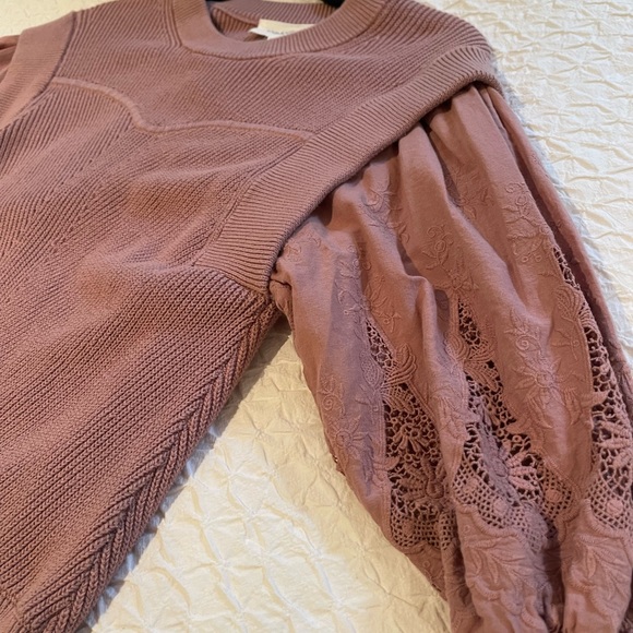 Ba&sh Lace Detailed Knit Sweater - Medium - Rose - Picture 2 of 5